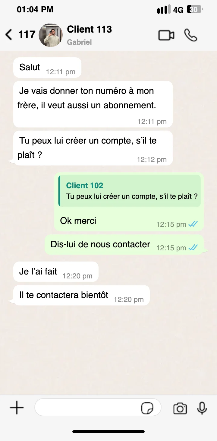 Client accompagné pour l'activation de son abonnement Pure IPTV
